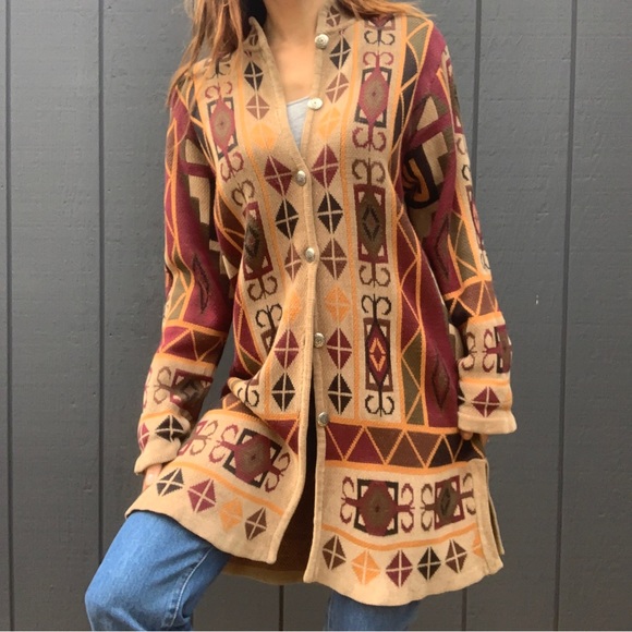 Norm Thompson long aztec cardigan Sz L - Picture 3 of 6